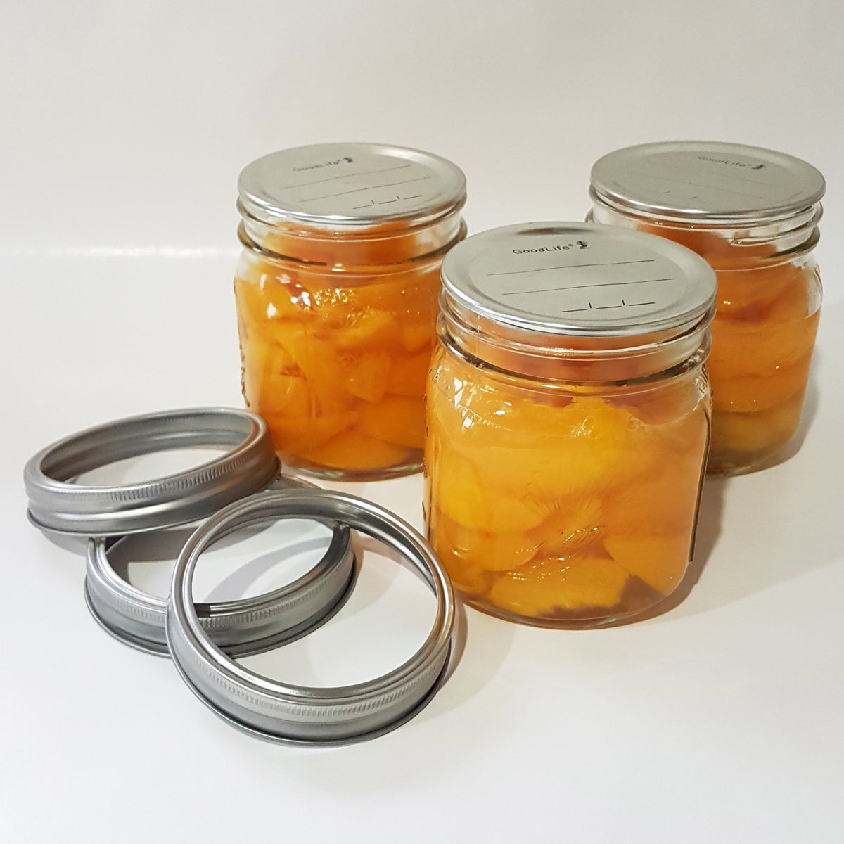 Goodlife - Tapered Glass Preserving Jar Set (of 6) Metal Dome and Band Lid - 500ml