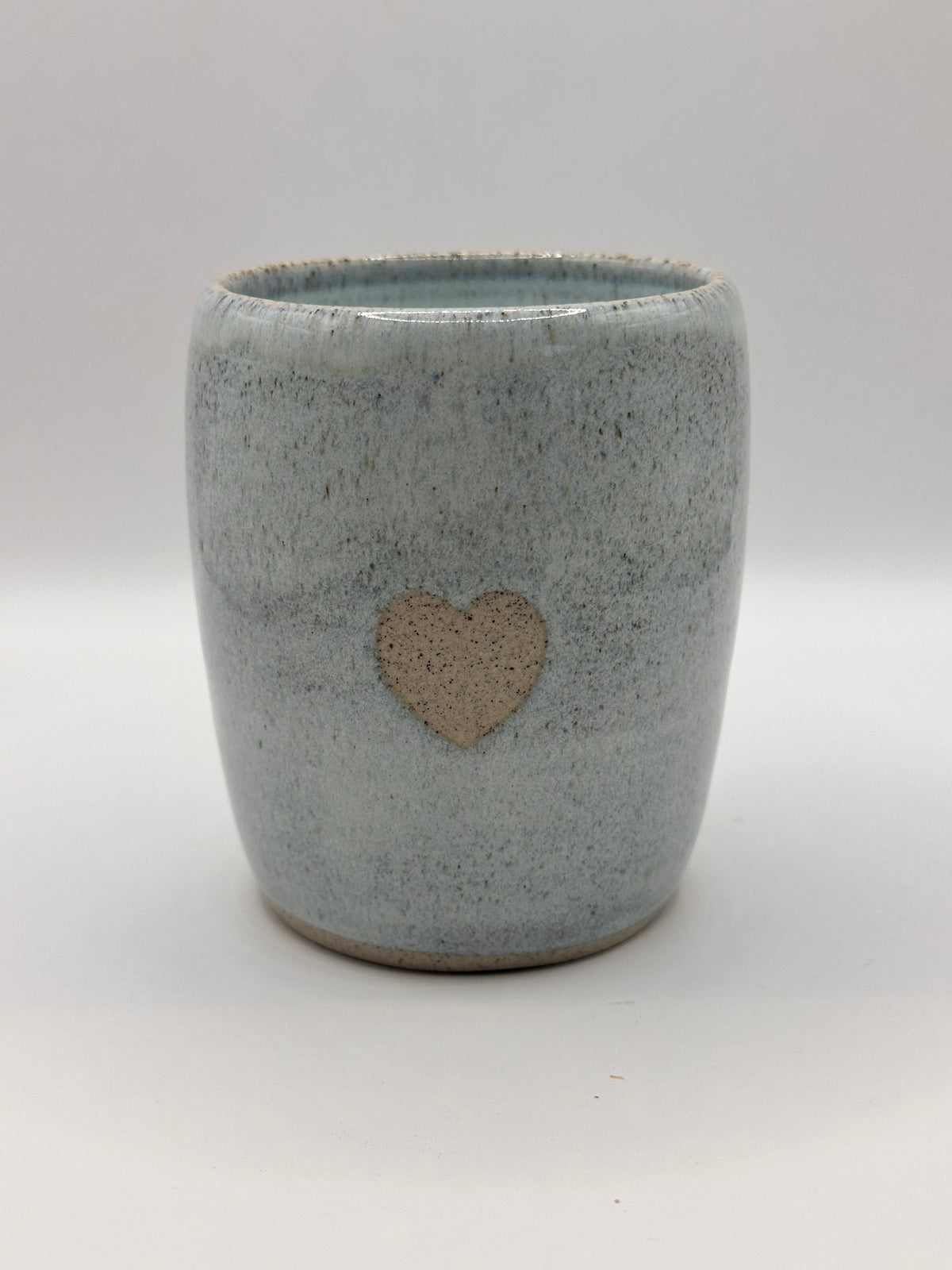Mudhut Potters Wellington - Tumbler - Grey/Blue with heart - 350ml