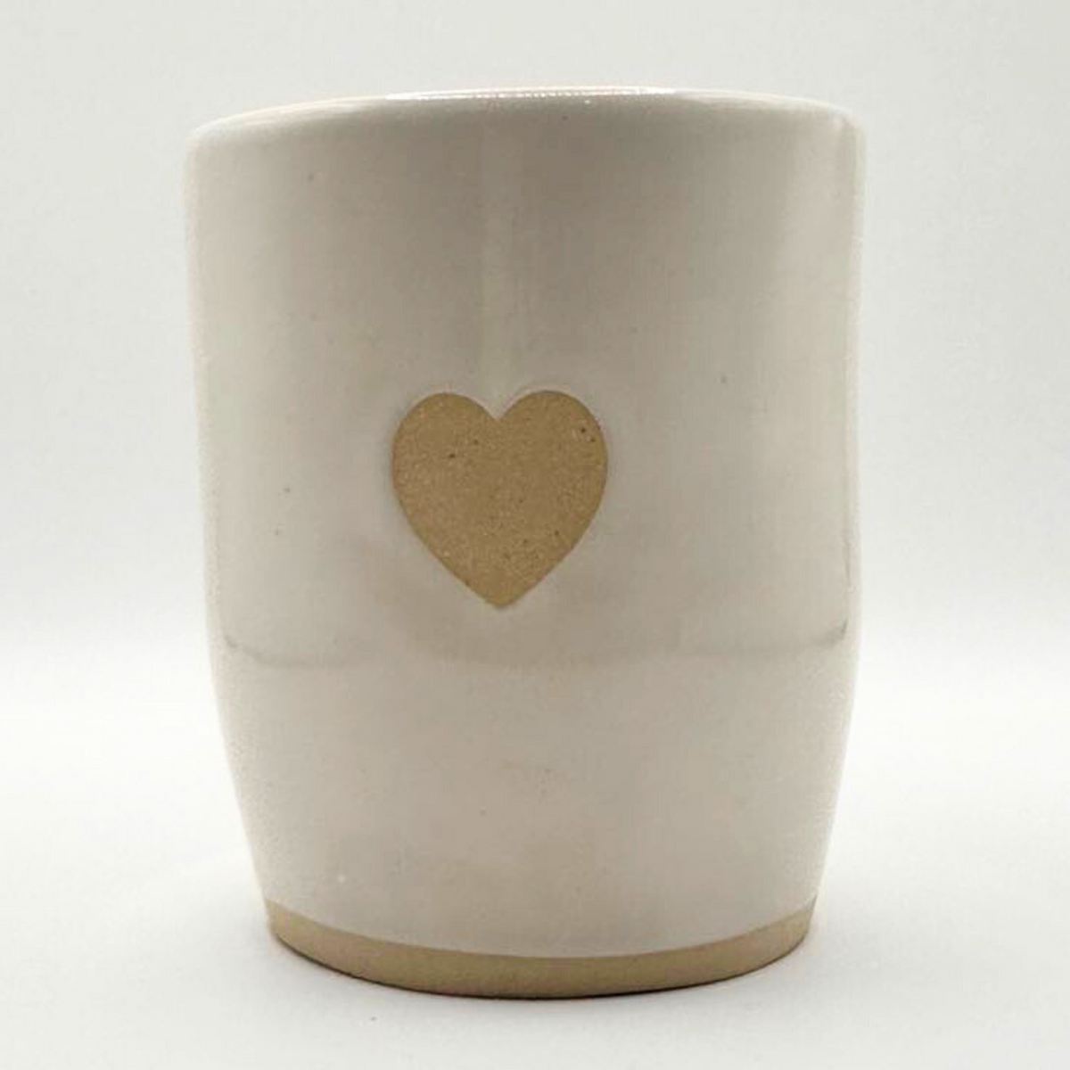 Mudhut Potters Wellington - White Heart Tumbler - 8oz