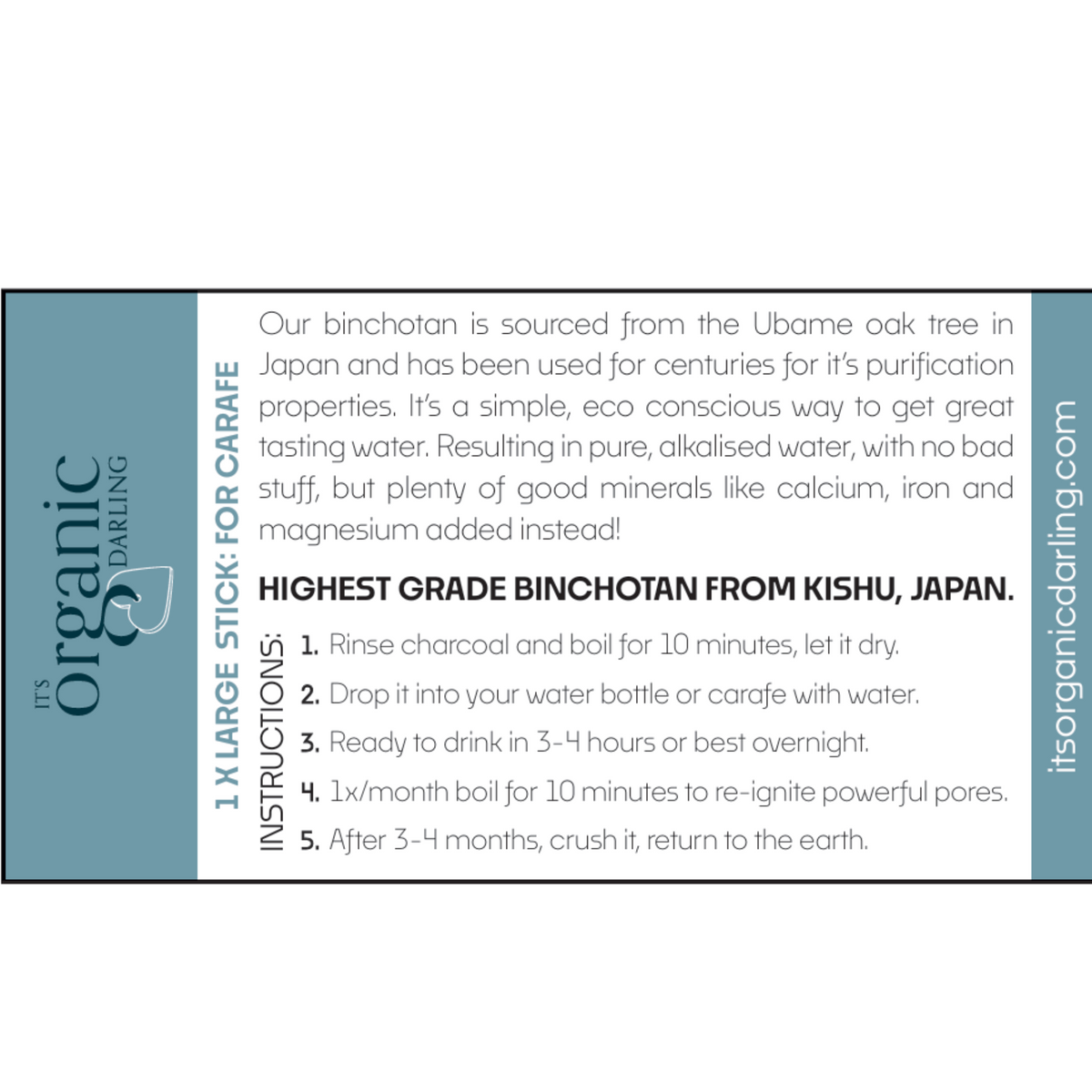 Binchotan Eco Water Filter - Carafe