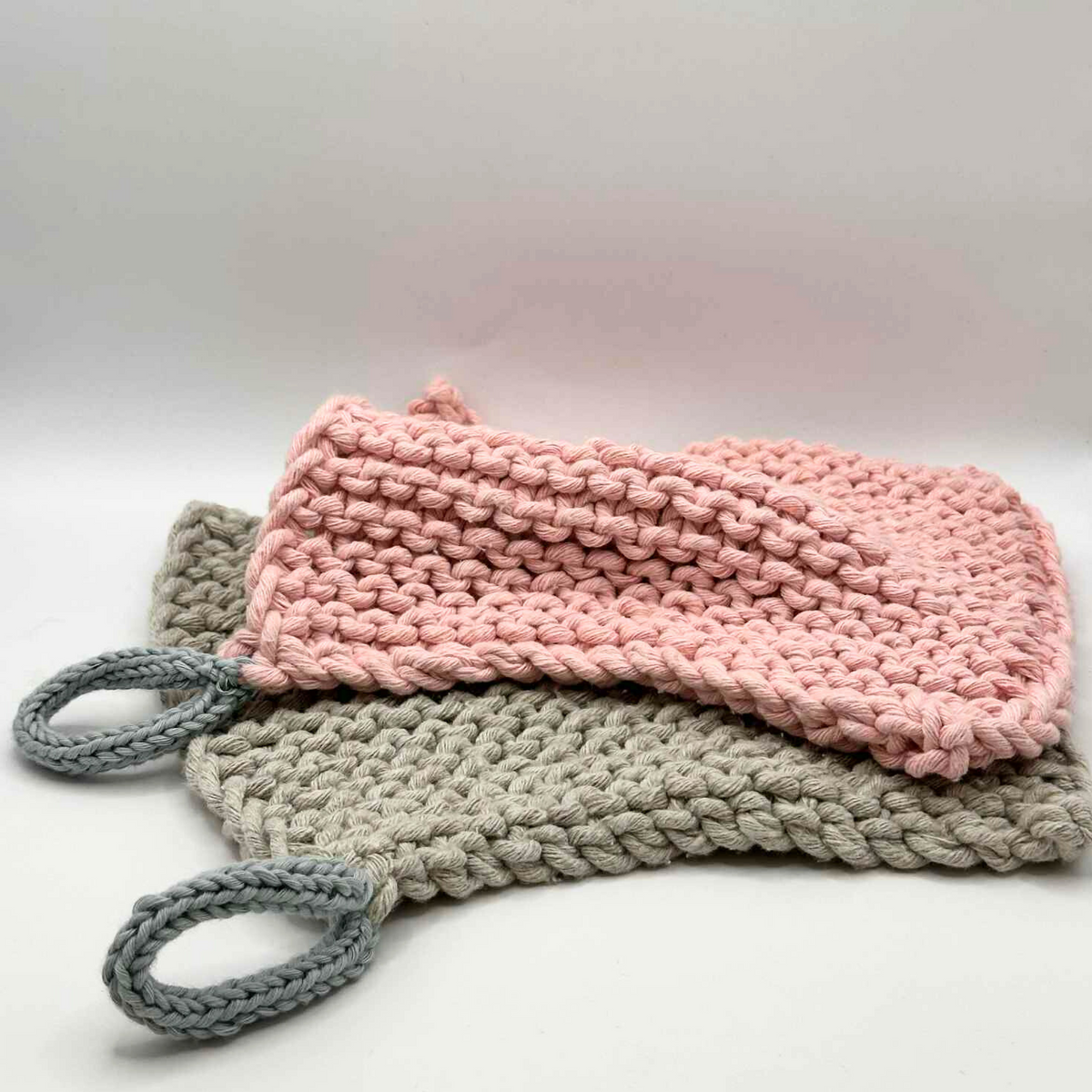 NEW: Pot Holder - Chunky Knit With Cotton Loop