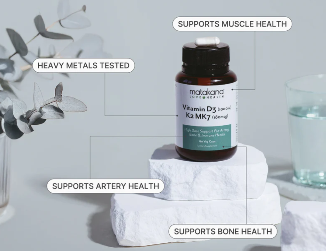 Matakana SuperFoods Vitamin D3 + K2 MK7 | Bone & Immune Health Support