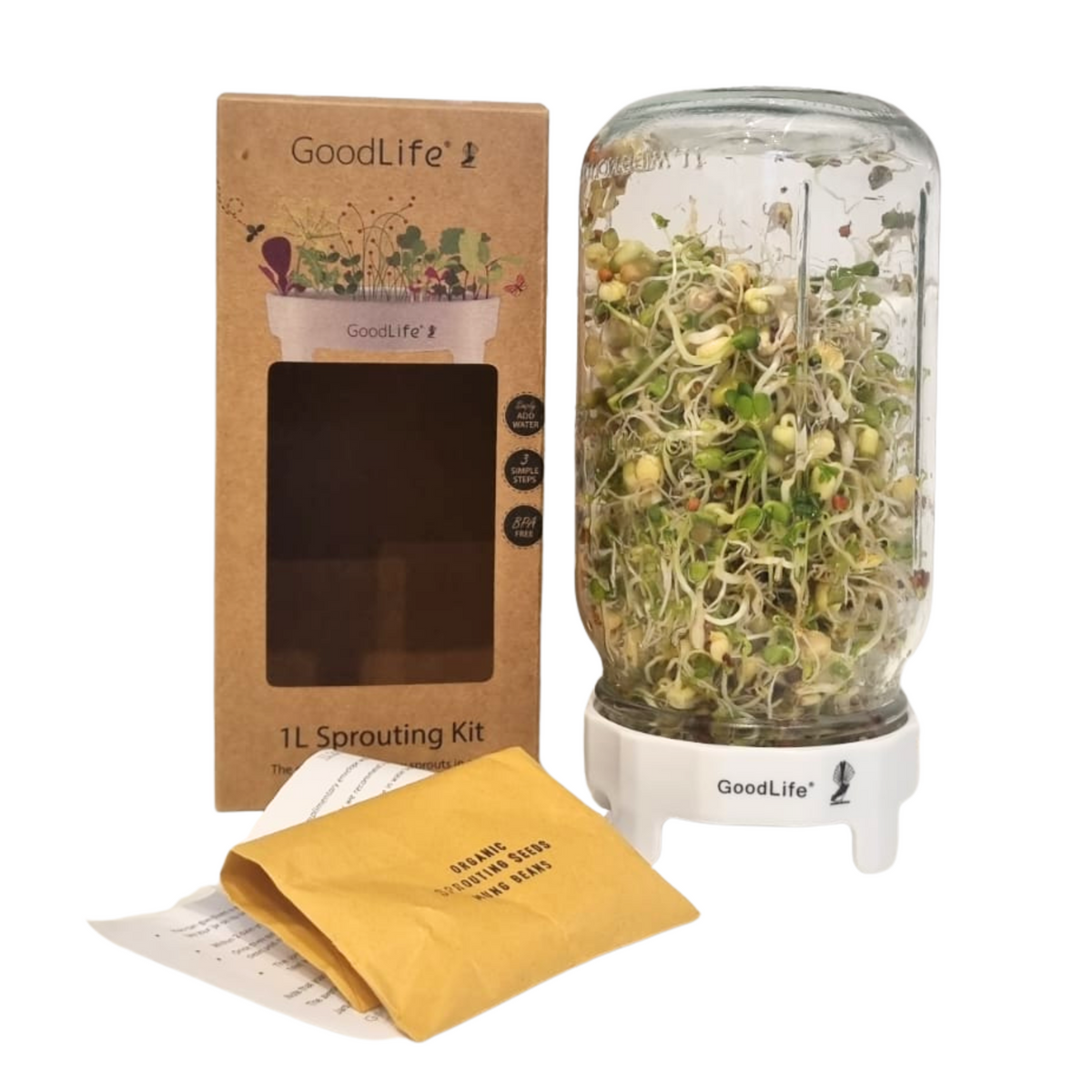 NEW: Goodlife - Sprouting Jar Kit 1 Litre (Boxed)