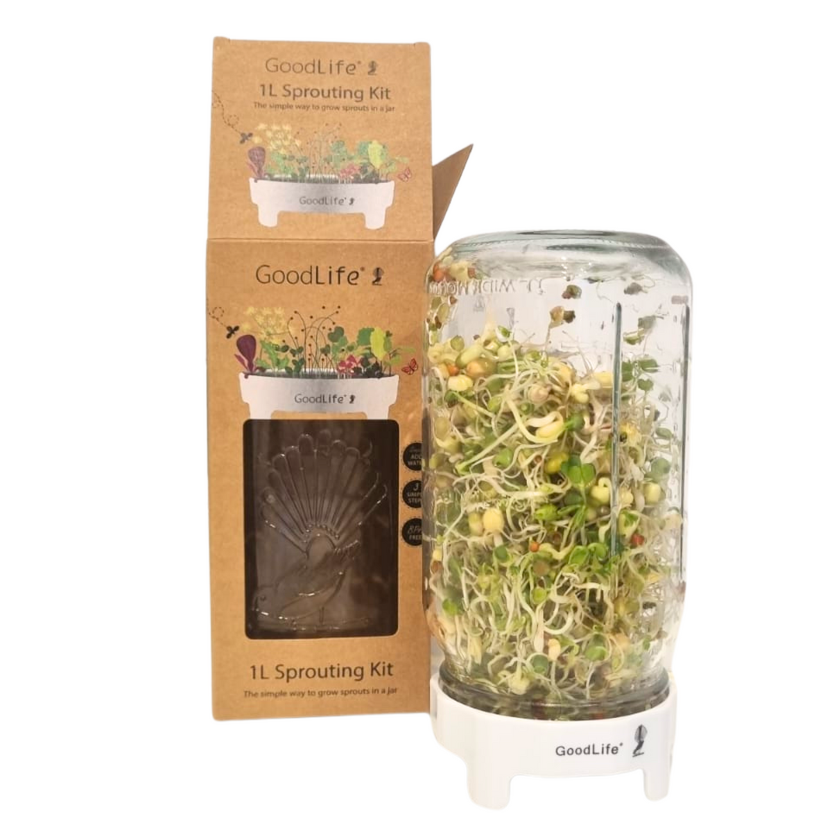 NEW: Goodlife - Sprouting Jar Kit 1 Litre (Boxed)