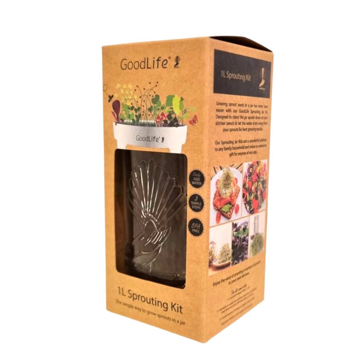NEW: Goodlife - Sprouting Jar Kit 1 Litre (Boxed)