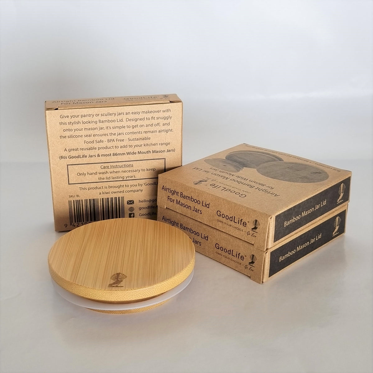 GoodLife - Airtight Bamboo Mason Jar Lid - 1 lid