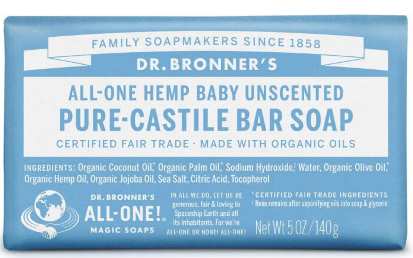 Dr Bronner Baby Mild Magic Bar Soap 140g