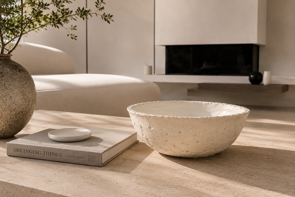 Large Pebble Clay Bowl - Off white