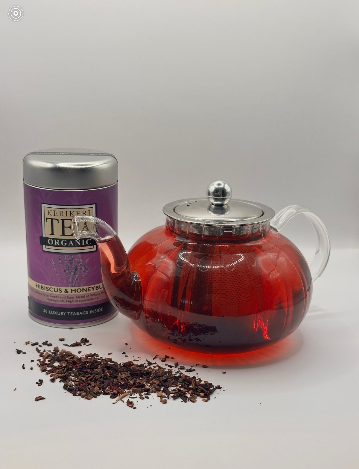 Bundle - Dahlia glass Teapot and Hibiscus and Honeybush tea