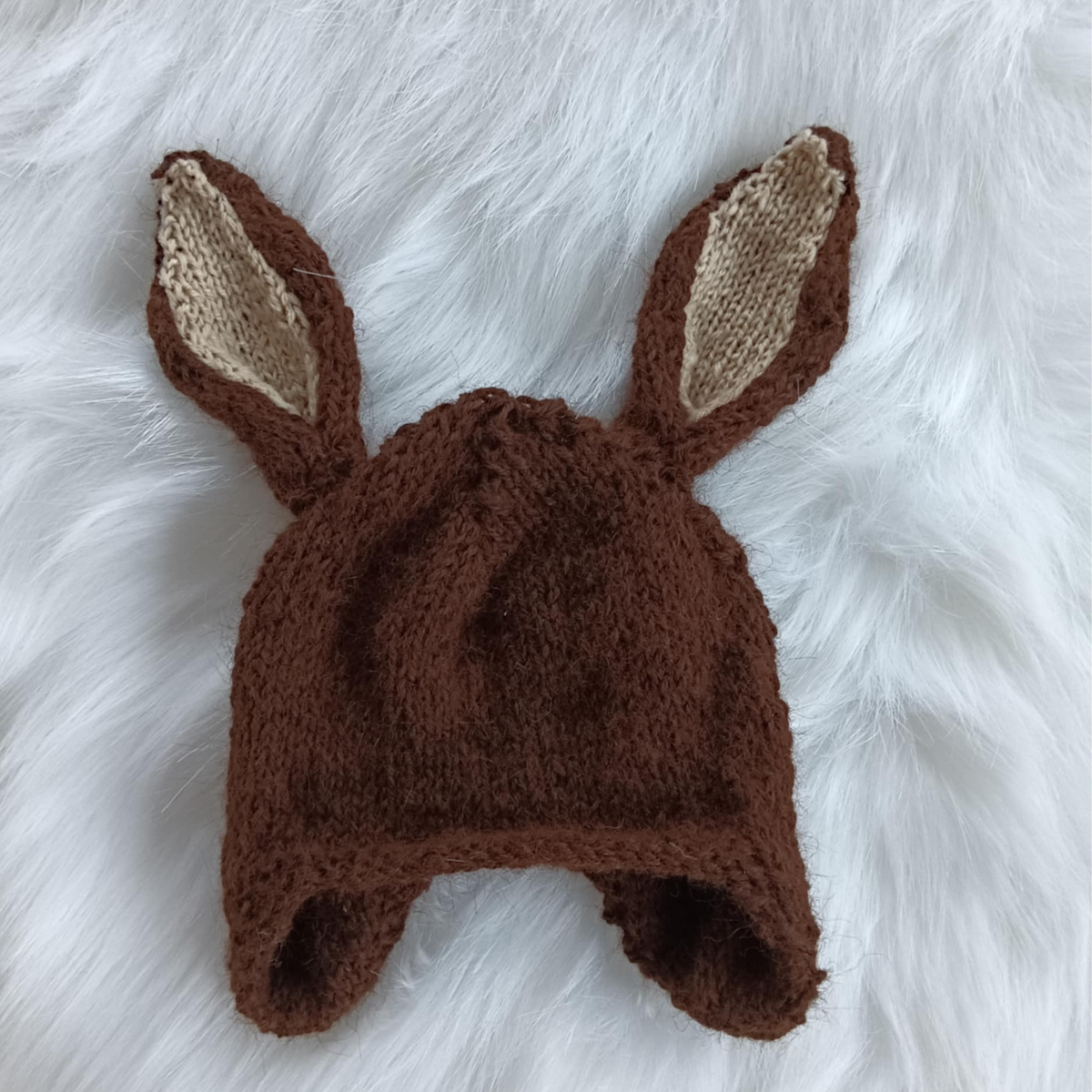 Newborn Hat - Chocolate Bunny - Alpaca - Dark Chocolate