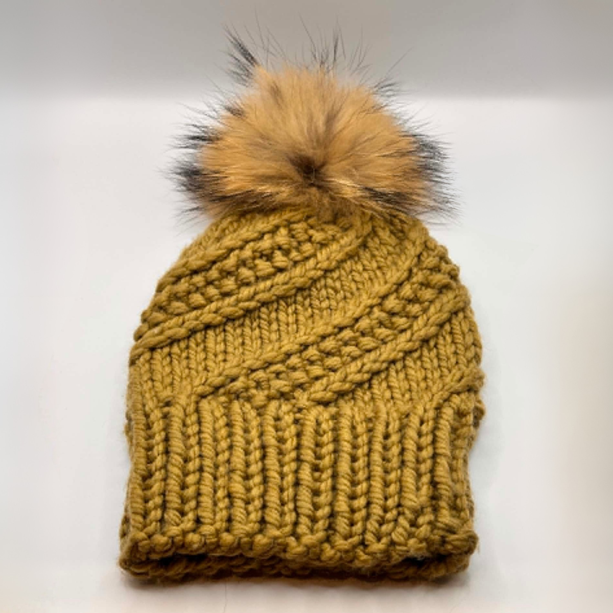 NEW: Merino Hat with Removable Pompom - Golden Olive
