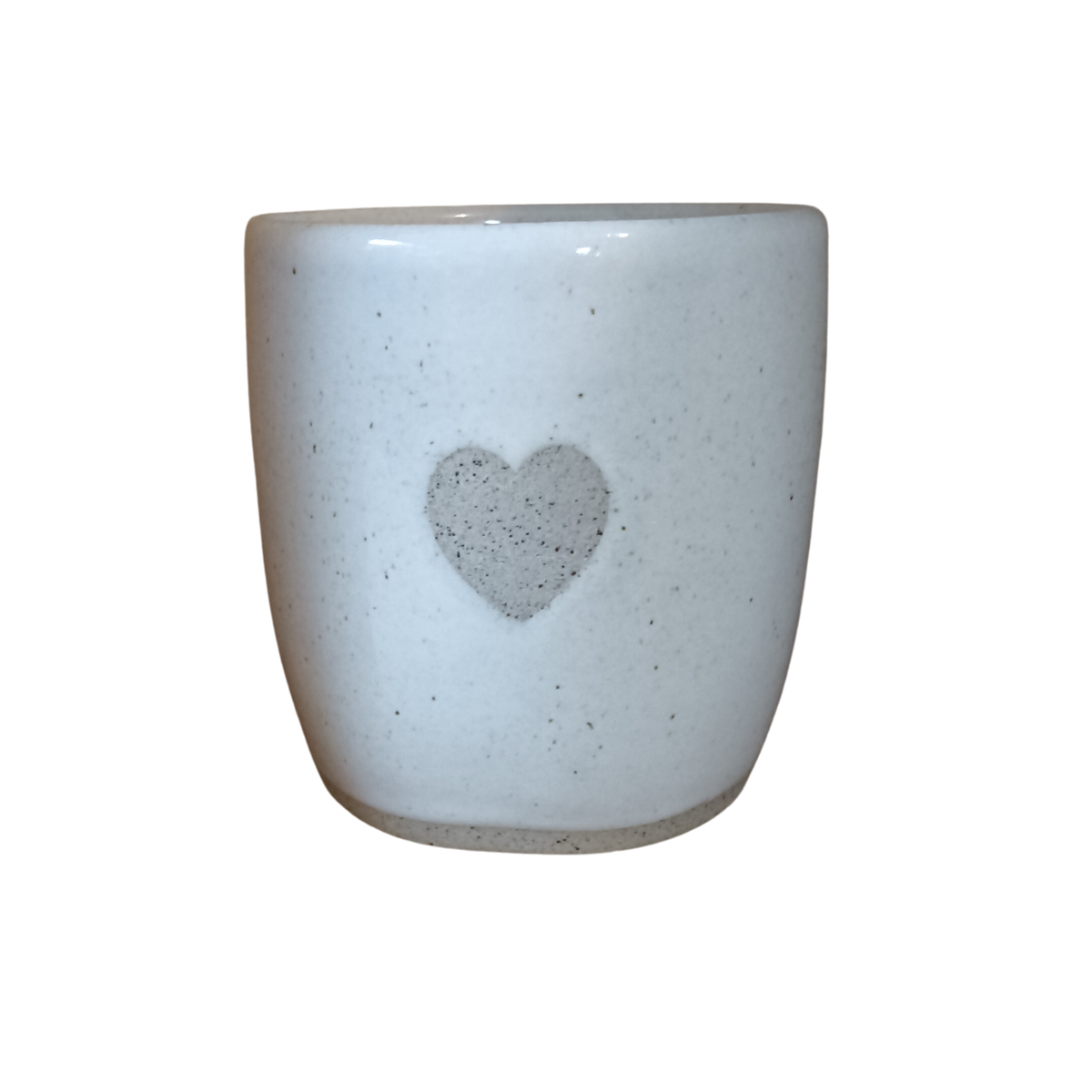 Mudhut Potters Wellington - Honey Flux Heart Tumbler with Speckle Clay - 12oz