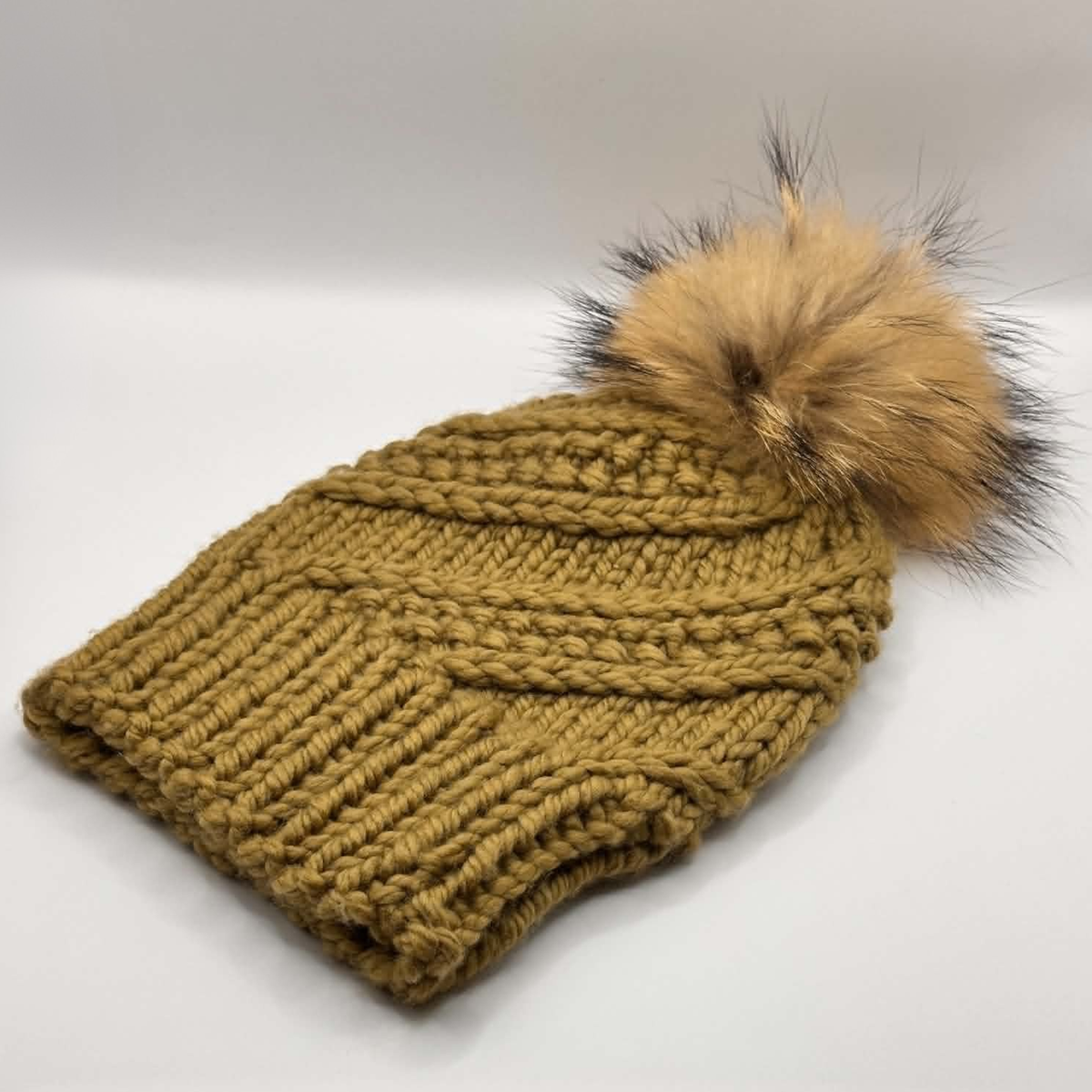 NEW: Merino Hat with Removable Pompom - Golden Olive