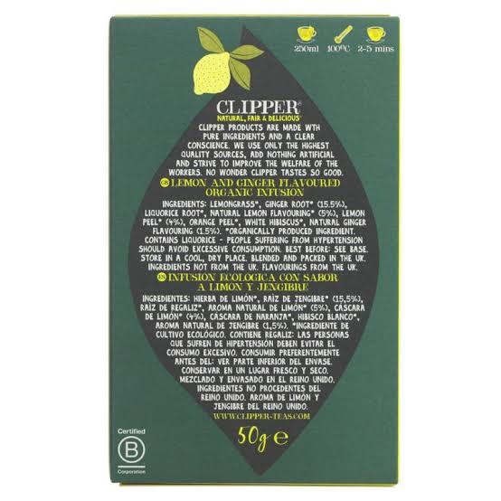 Clipper - Organic Lemon and Ginger Infusion