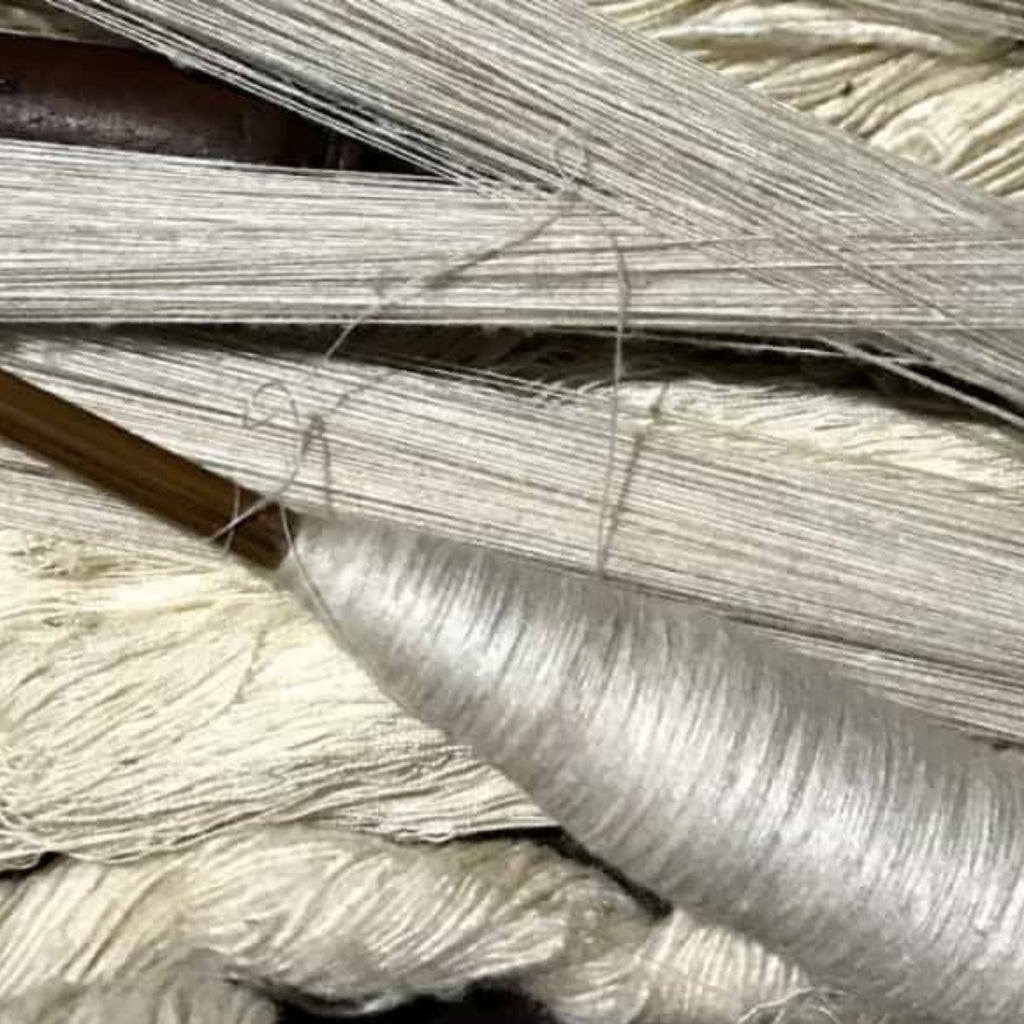 Raw silk floss material close-up