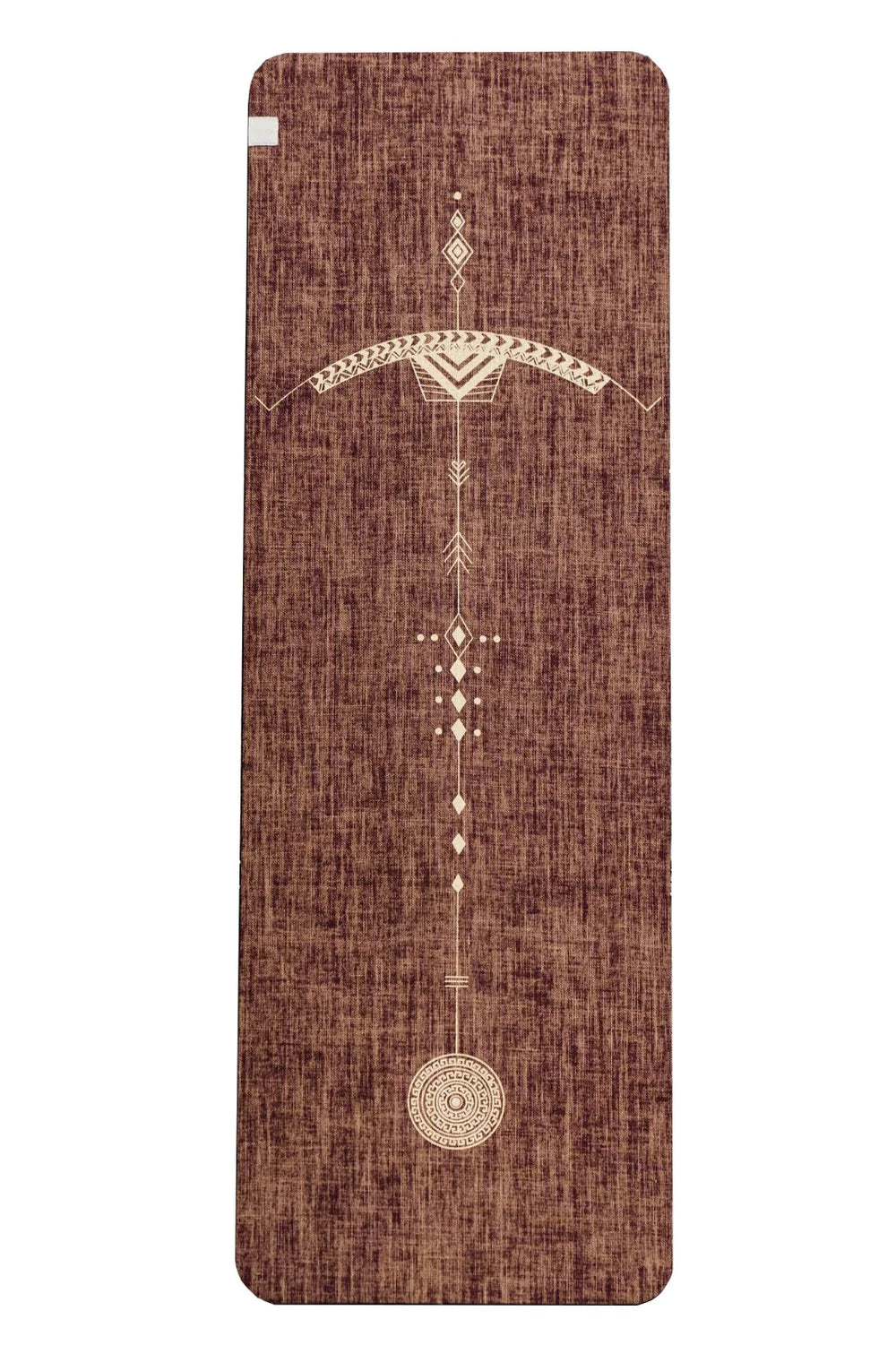 *Yoga Tribe - Bow and Arrow Design Printed on red wine coloured PER and Organic Jute Yoga Mat.